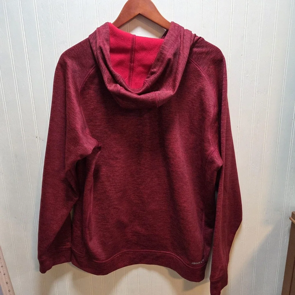 Adidas Hoodie Mens Large Red Climawarm‎ Team Issue Fleece Pullover Sweatshirt